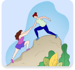 Couple helping each other